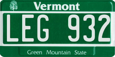 VT license plate LEG932