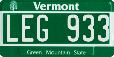 VT license plate LEG933