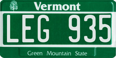 VT license plate LEG935
