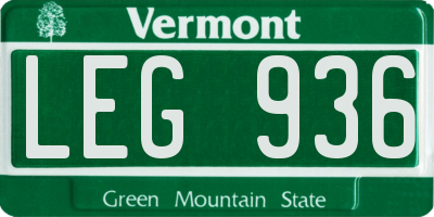 VT license plate LEG936