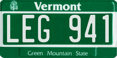 VT license plate LEG941