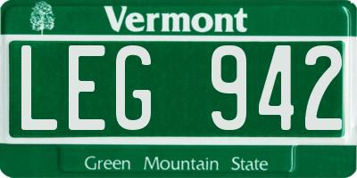 VT license plate LEG942