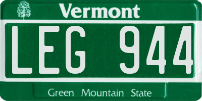 VT license plate LEG944