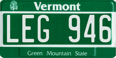 VT license plate LEG946