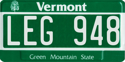 VT license plate LEG948