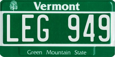 VT license plate LEG949