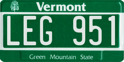 VT license plate LEG951
