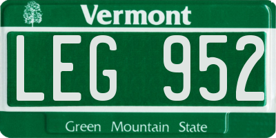 VT license plate LEG952