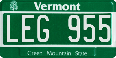 VT license plate LEG955
