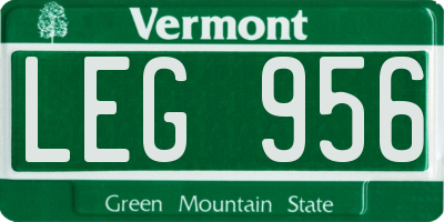 VT license plate LEG956