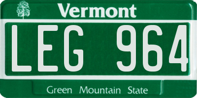 VT license plate LEG964