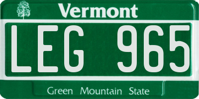 VT license plate LEG965