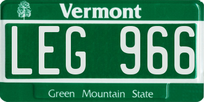 VT license plate LEG966