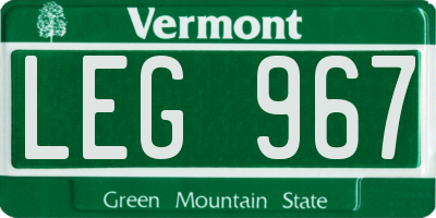 VT license plate LEG967