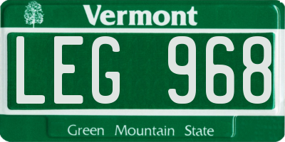 VT license plate LEG968