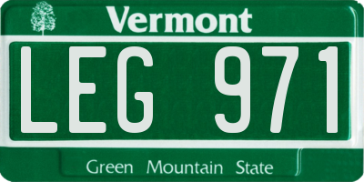 VT license plate LEG971
