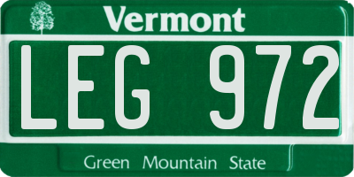 VT license plate LEG972