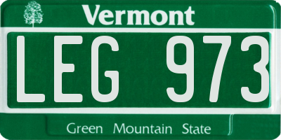 VT license plate LEG973