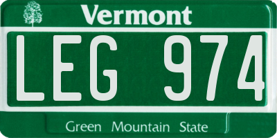 VT license plate LEG974