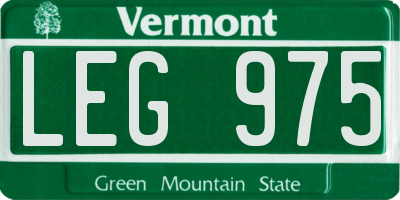 VT license plate LEG975