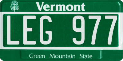VT license plate LEG977