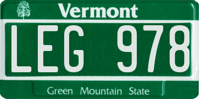 VT license plate LEG978