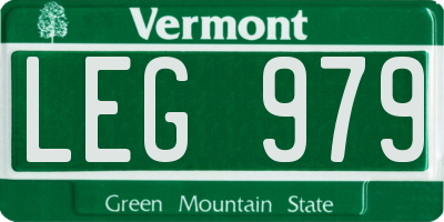 VT license plate LEG979
