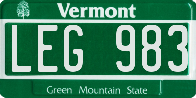 VT license plate LEG983