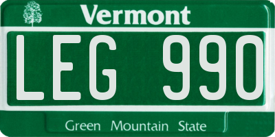 VT license plate LEG990