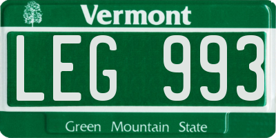 VT license plate LEG993