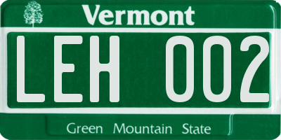 VT license plate LEH002