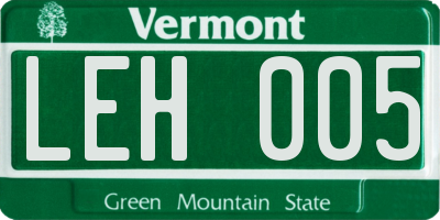 VT license plate LEH005