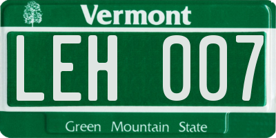 VT license plate LEH007