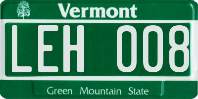 VT license plate LEH008