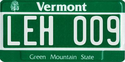 VT license plate LEH009
