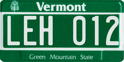 VT license plate LEH012