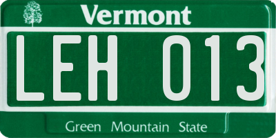 VT license plate LEH013
