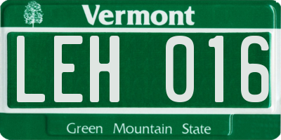 VT license plate LEH016