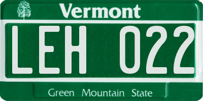 VT license plate LEH022