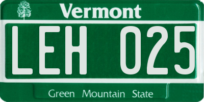 VT license plate LEH025