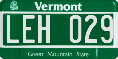VT license plate LEH029