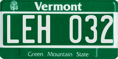VT license plate LEH032