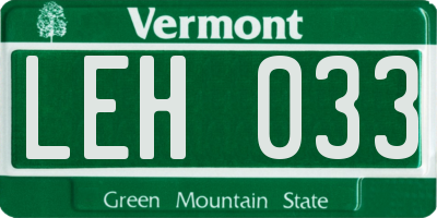 VT license plate LEH033