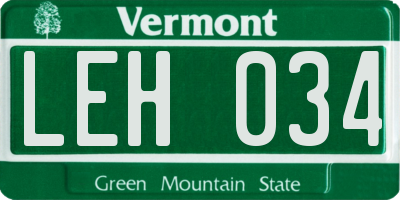 VT license plate LEH034
