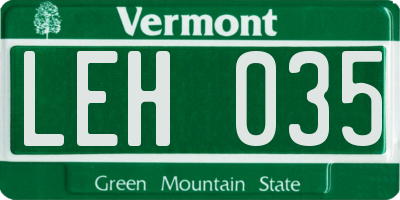 VT license plate LEH035