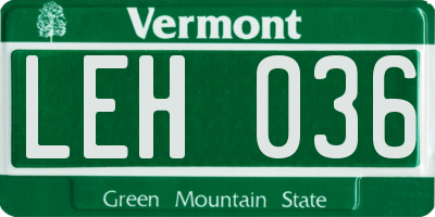 VT license plate LEH036