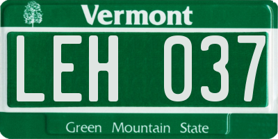VT license plate LEH037