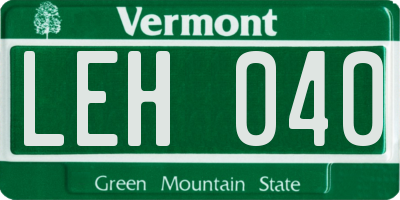 VT license plate LEH040
