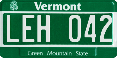 VT license plate LEH042