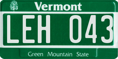 VT license plate LEH043